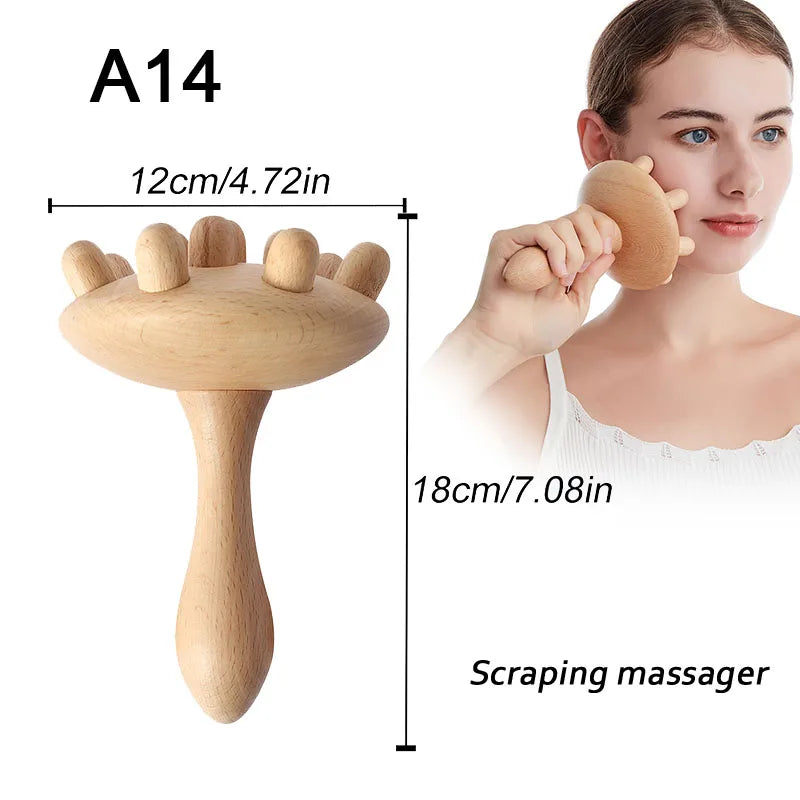 Wooden Knobbed Massager – Deep Tissue Cellulite Tool for Lymphatic Drainage & Body Sculpting