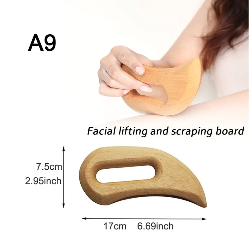 Wooden Facial Lifting & Scraping Board – Gua Sha-Style Tool for Sculpting, Detox & Circulation Boost