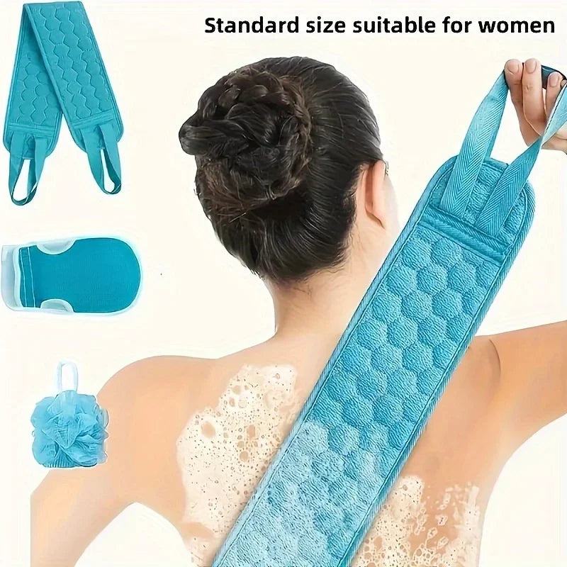 3-in-1 Exfoliating Bath Set – Back Scrubber, Soft Glove & Shower Loofah