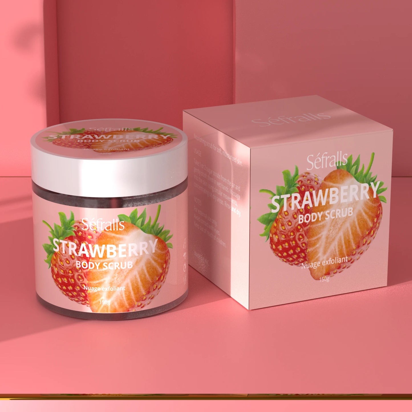 Sétralls Strawberry Sugar Body Scrub – 150g Exfoliating & Moisturizing Gel for Smooth, Glowing Skin