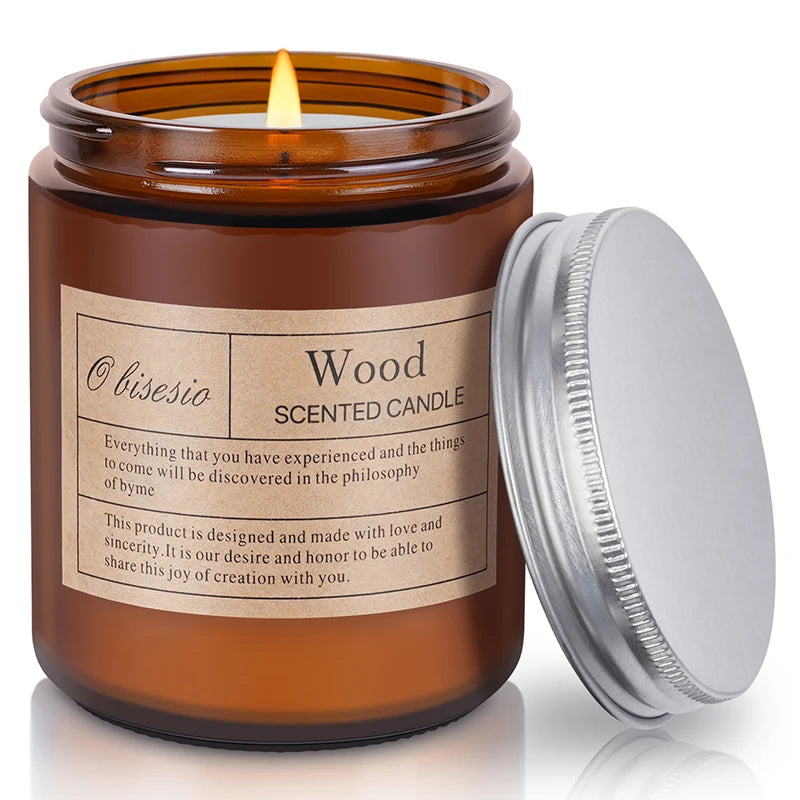 Obisesio™ Scented Soy Candle – Coffee, Lemon & Wood Aromatherapy Blend