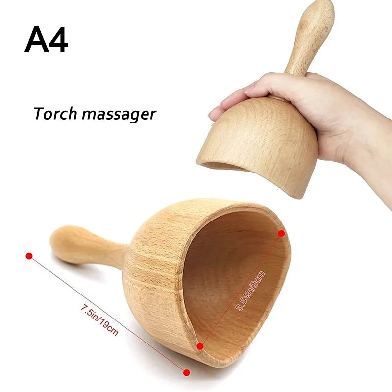 Wooden Torch Massager – Anti-Cellulite Wood Therapy Cup for Lymphatic Drainage & Body Sculpting