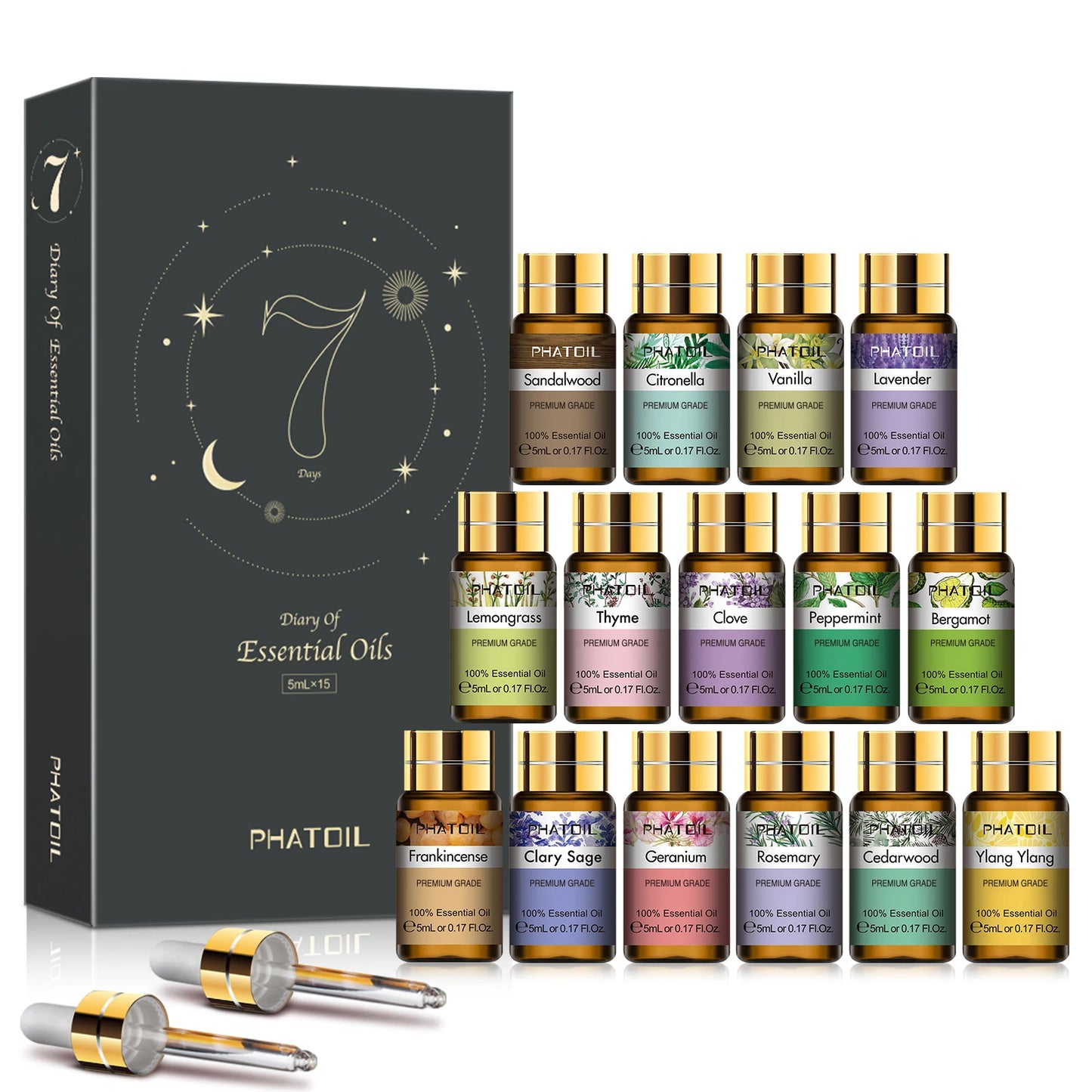 PHATOIL™ Luxury Essential Oils Gift Set – 15 Premium Oils for Diffuser & Home Spa
