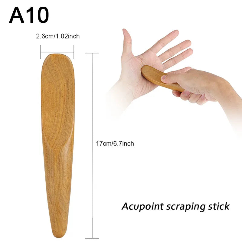 Wooden Acupoint Scraping Stick – Deep Tissue Trigger Point Tool for Massage & Detox