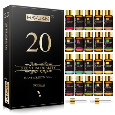 MAYJAM 20-Piece Essential Oils Set – Premium Aromatherapy Kit (5ml Each Bottle)