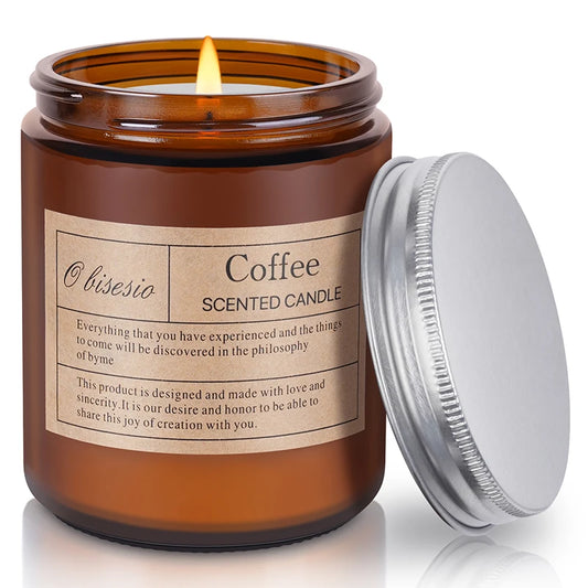 Obisesio™ Scented Soy Candle – Coffee, Lemon & Wood Aromatherapy Blend